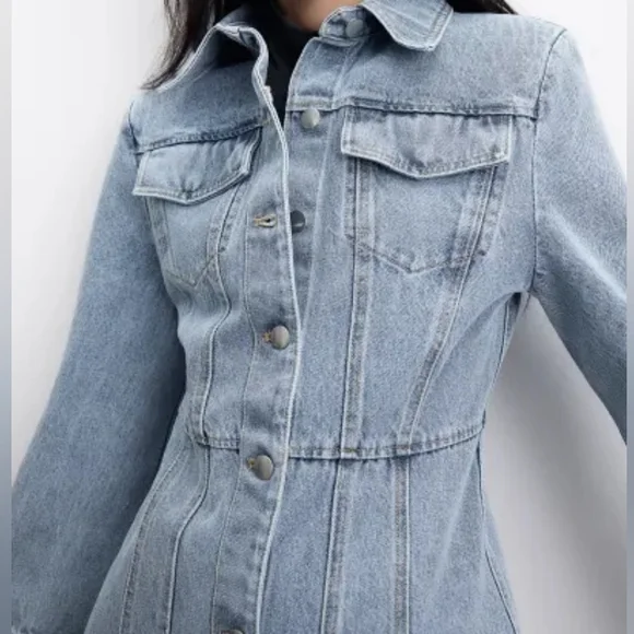 H&M denim maxi dress front buttons denim blue washed sz M BNWT - Picture 12 of 13